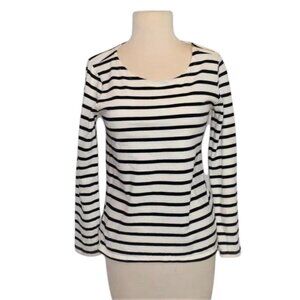 Ann Taylor Striped Shoulder Zip Shirt